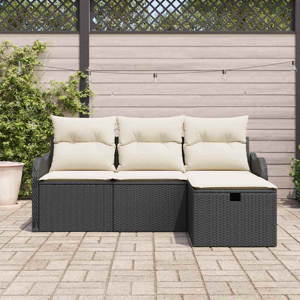 Ensemble de canapé de jardin avec coussin 4 pcs Poly rotin - XIOS