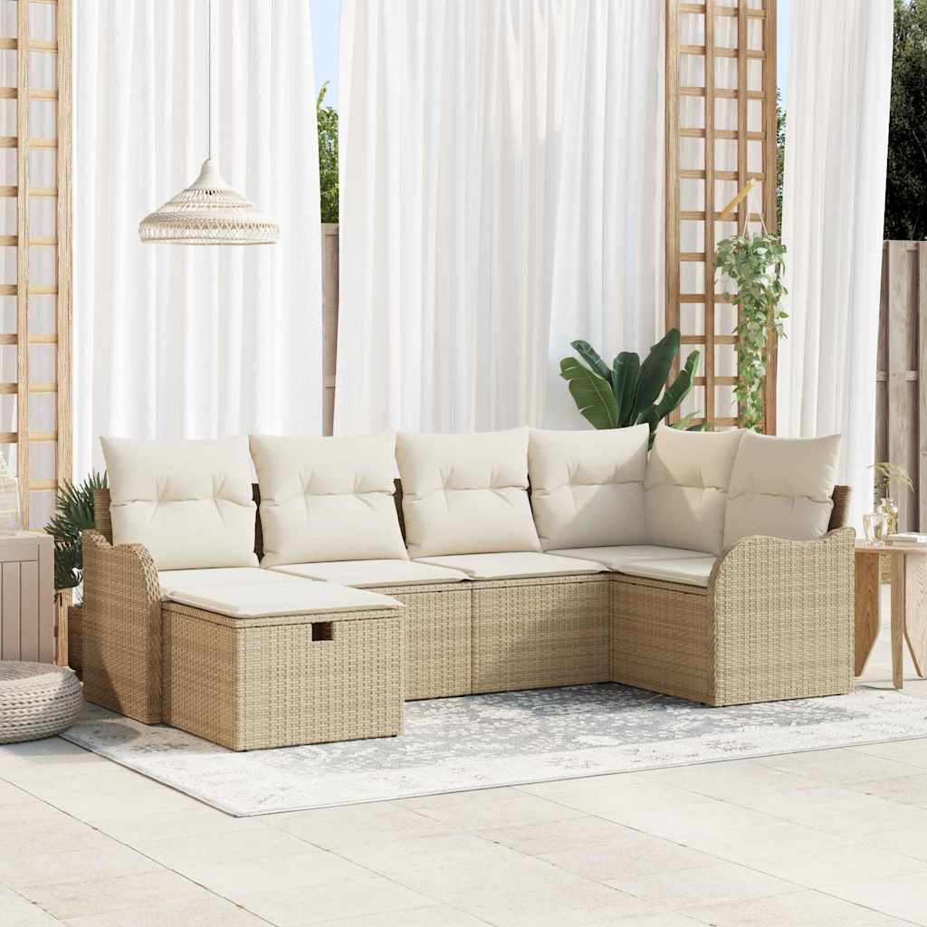 Ensemble de canapé de jardin 6 pc Poly rotin