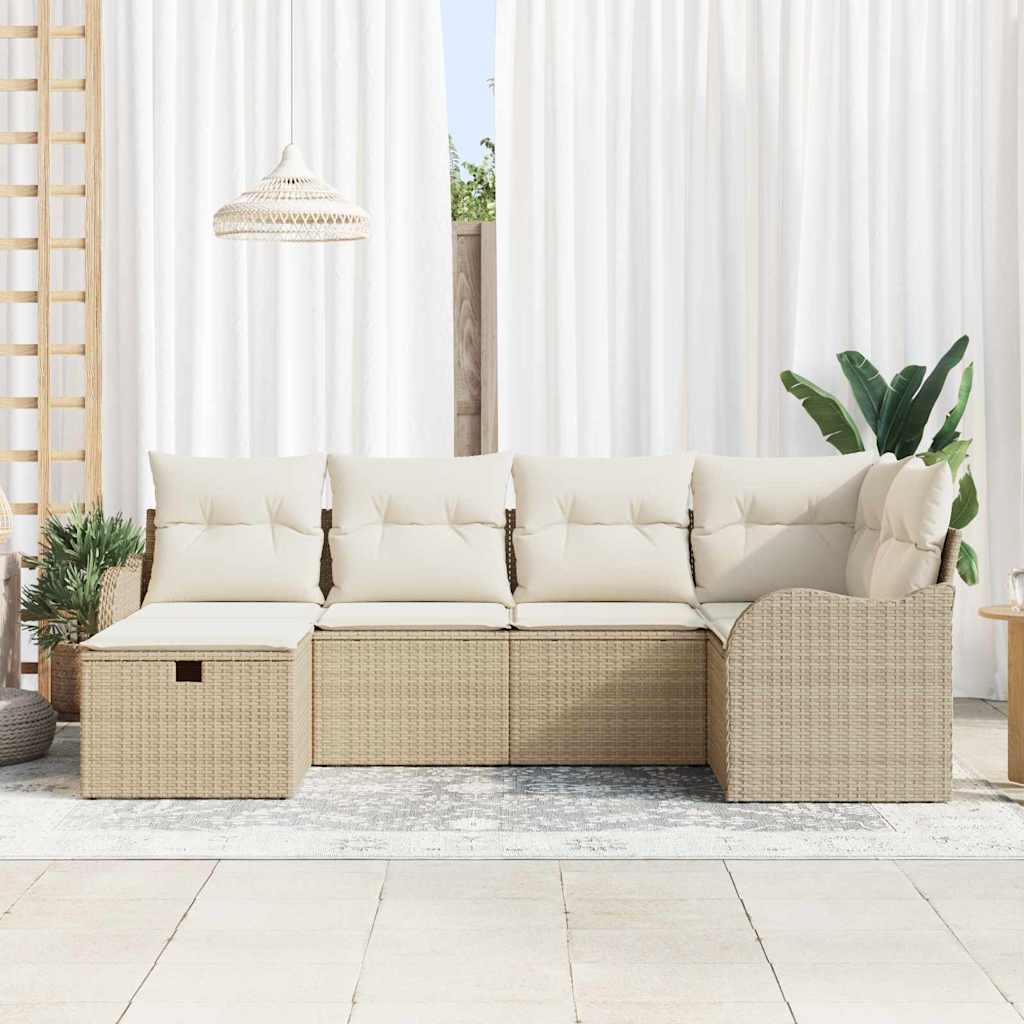 Ensemble de canapé de jardin 6 pc Poly rotin