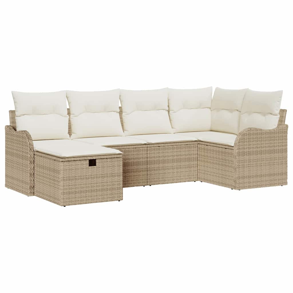 Ensemble de canapé de jardin 6 pc Poly rotin