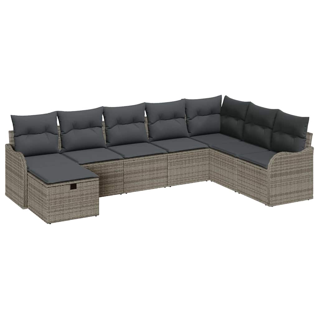 Ensemble de canapé de jardin avec coussin 8 pcs Gris polyrotin - XIOS