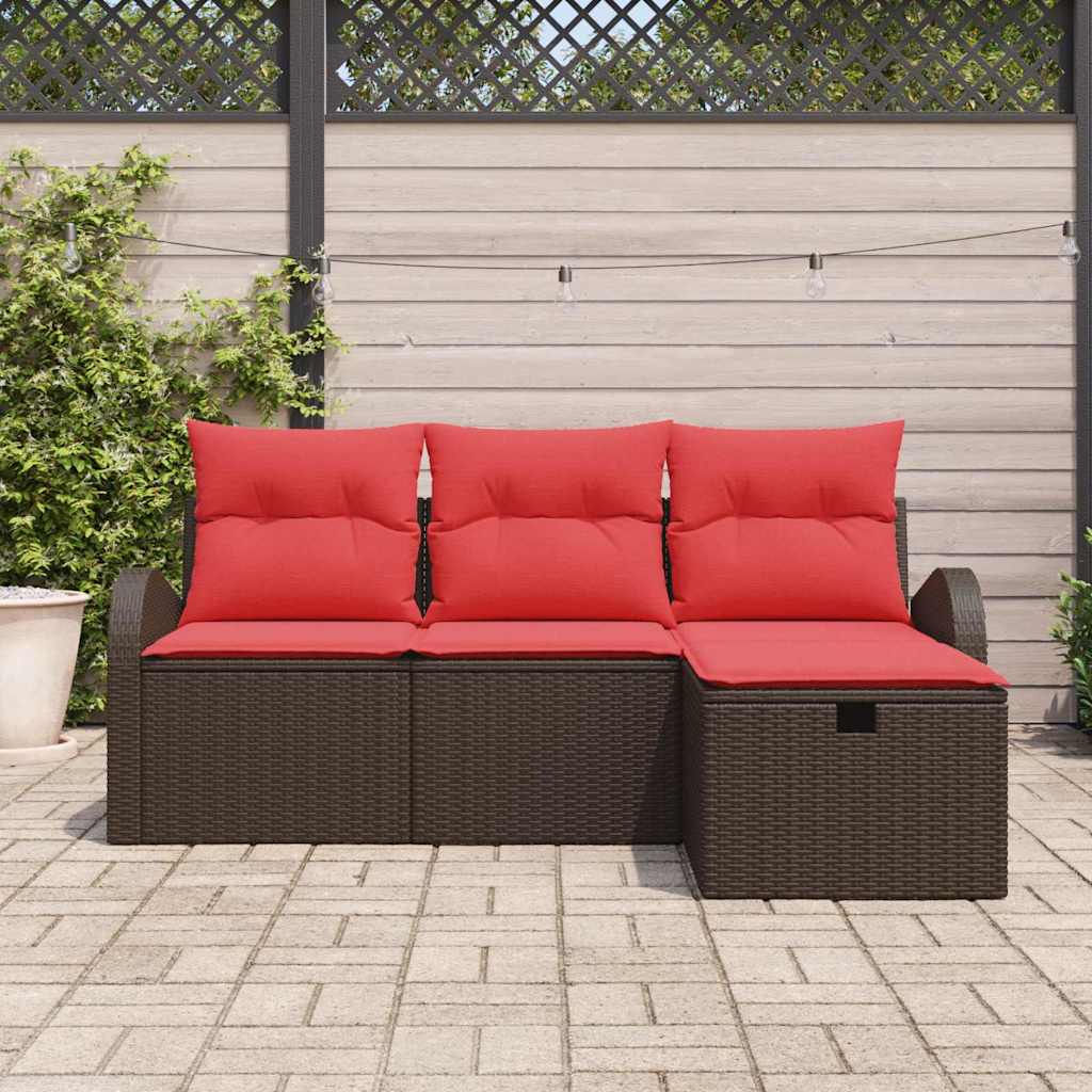 Ensemble de canapé de jardin 4 pcs Marron polyrotin - XIOS
