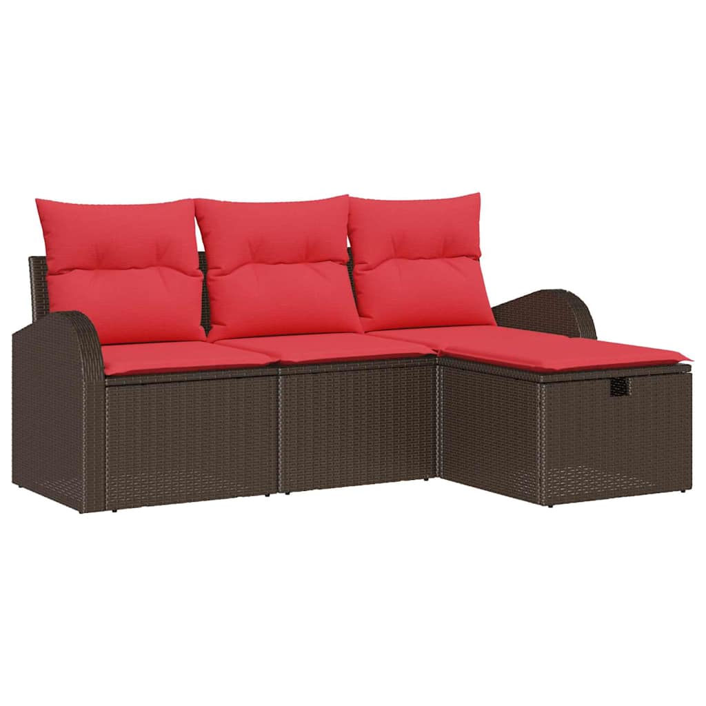 Ensemble de canapé de jardin 4 pcs Marron polyrotin - XIOS