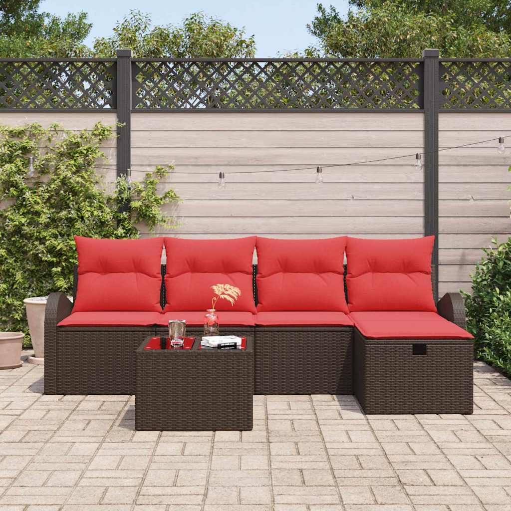 Ensemble de canapé de jardin 6 pcs Marron polyrotin - XIOS
