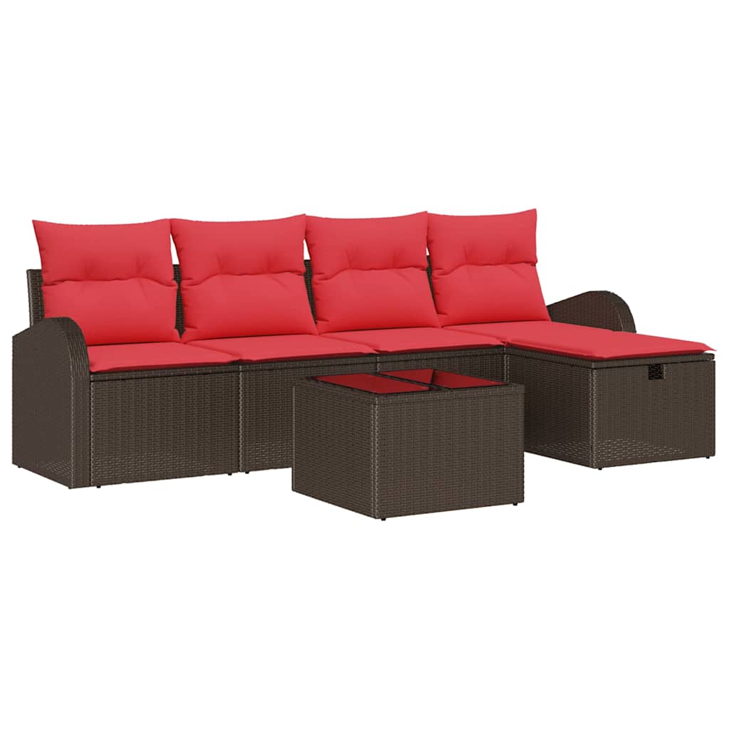 Ensemble de canapé de jardin 6 pcs Marron polyrotin - XIOS