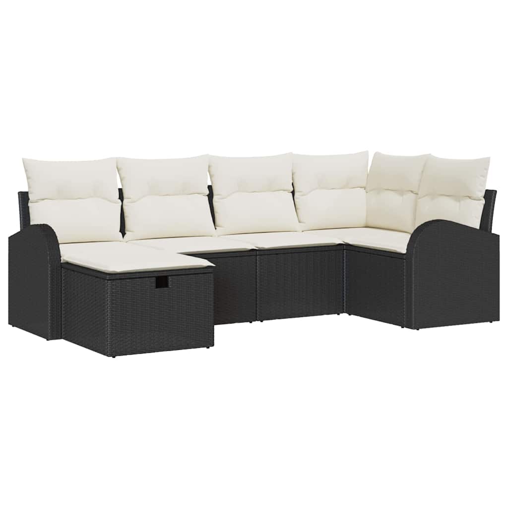 Ensemble de canapé de jardin avec coussin 6 pcs Noir Poly rotin - XIOS
