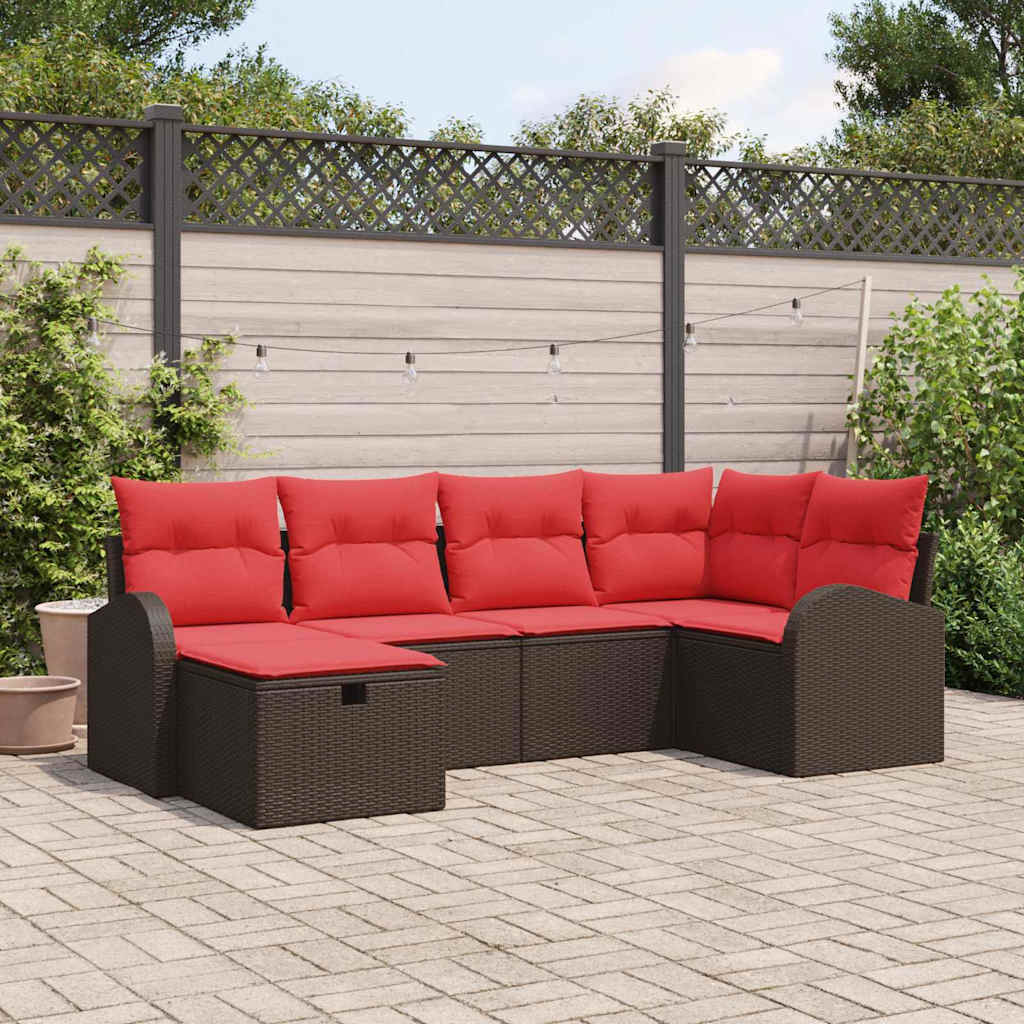 Ensemble de canapé de jardin 6 pcs Marron polyrotin - XIOS