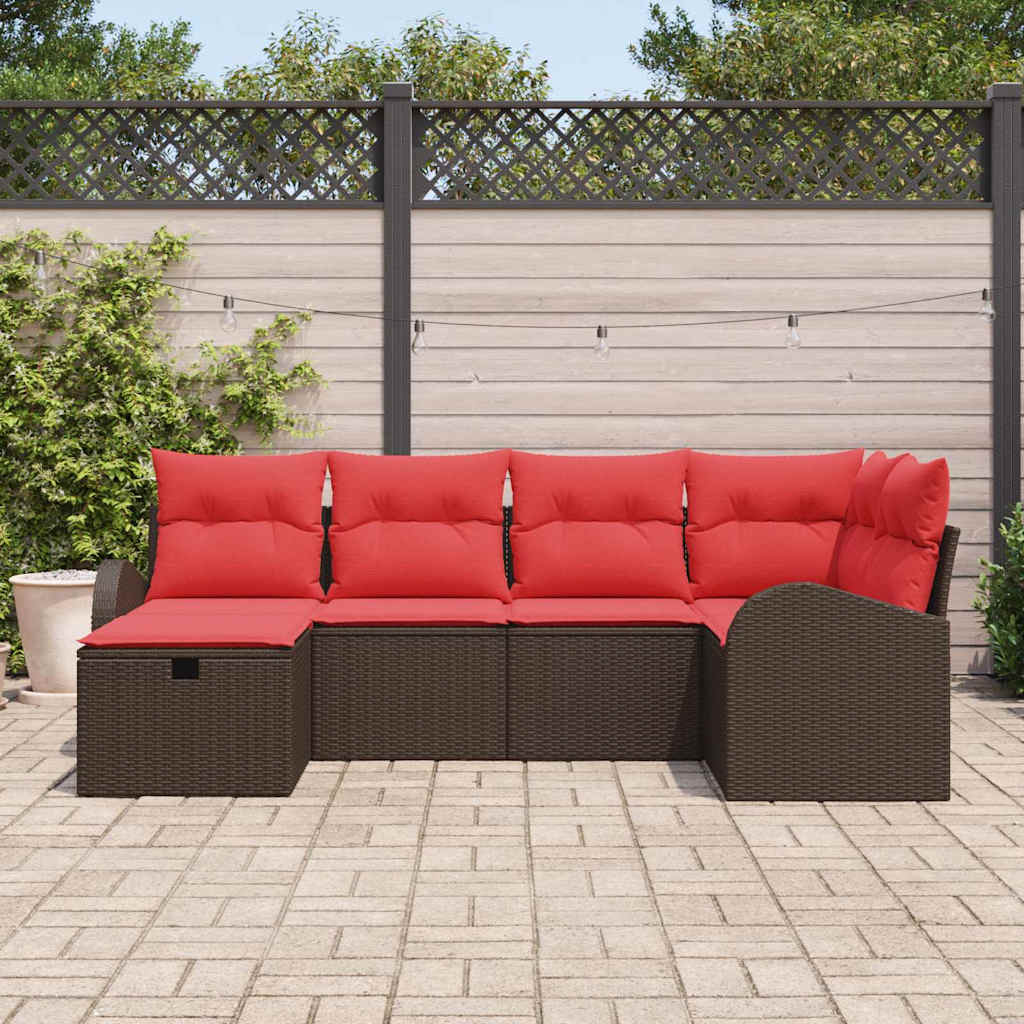 Ensemble de canapé de jardin 6 pcs Marron polyrotin - XIOS