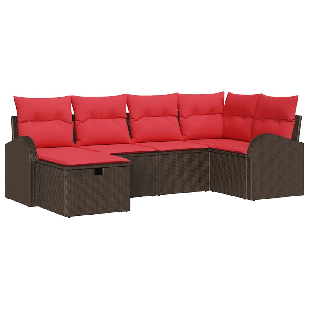 Ensemble de canapé de jardin 6 pcs Marron polyrotin - XIOS