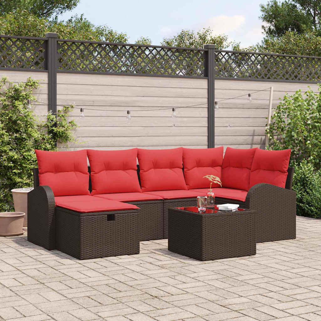 Ensemble de canapé de jardin 7 pcs Marron polyrotin - XIOS