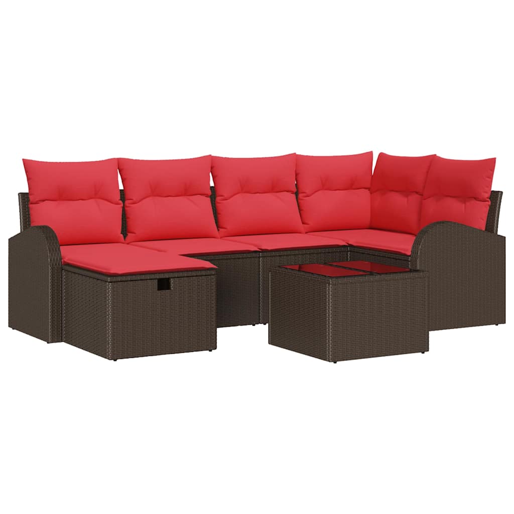 Ensemble de canapé de jardin 7 pcs Marron polyrotin - XIOS