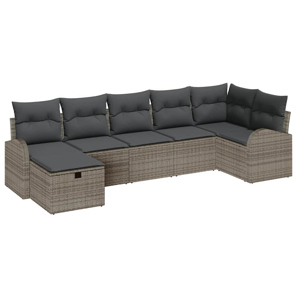 Ensemble de canapé de jardin avec coussin 7 pcs Gris polyrotin - XIOS