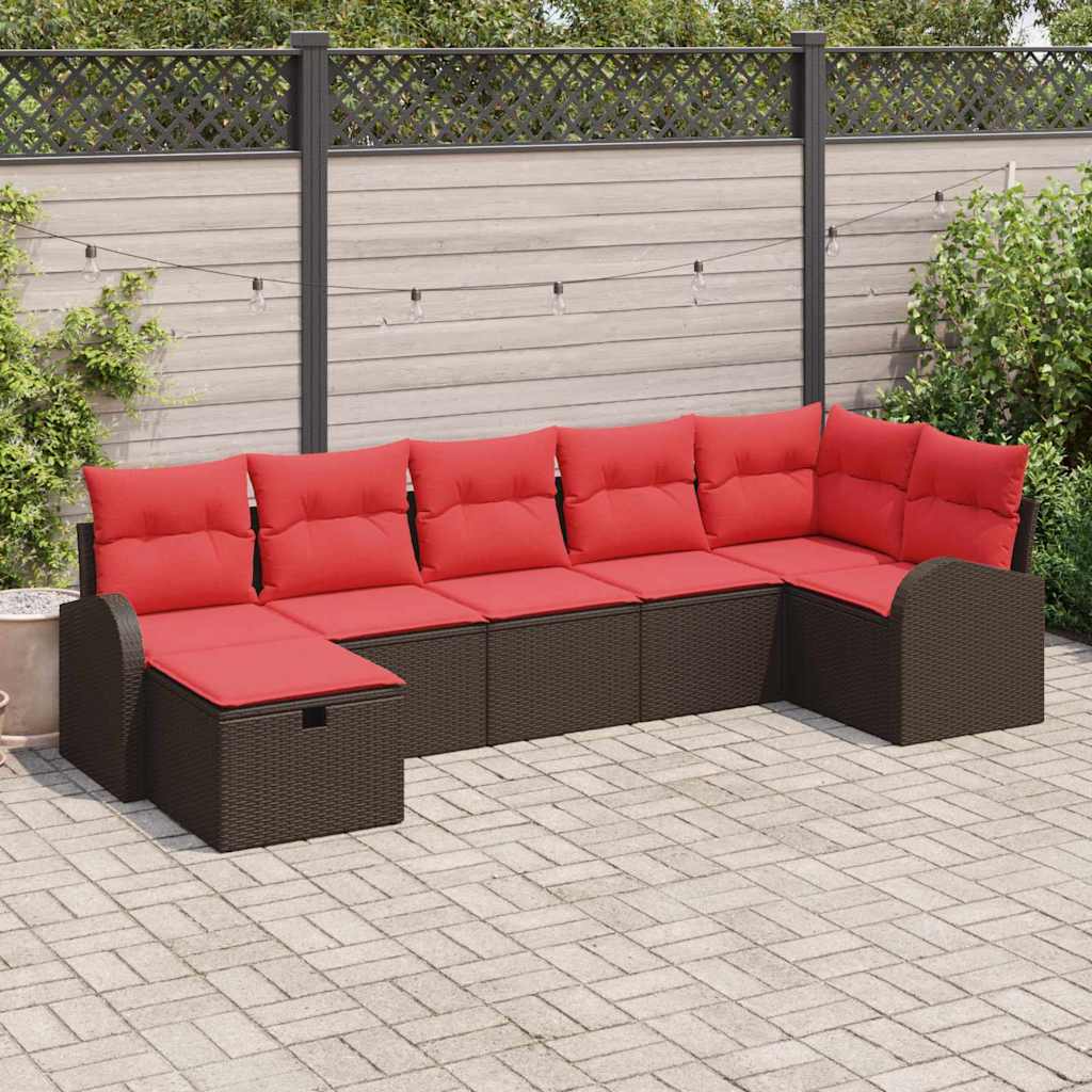 Ensemble de canapé de jardin 7 pcs Marron polyrotin - XIOS