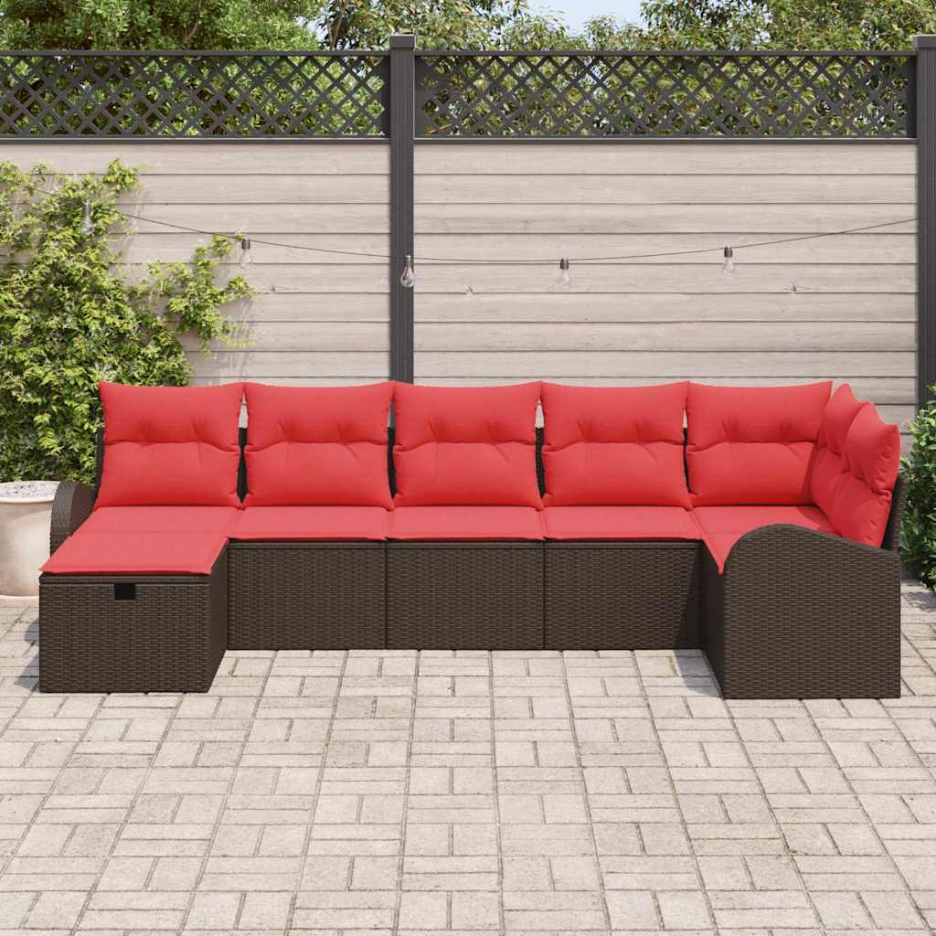 Ensemble de canapé de jardin 7 pcs Marron polyrotin - XIOS