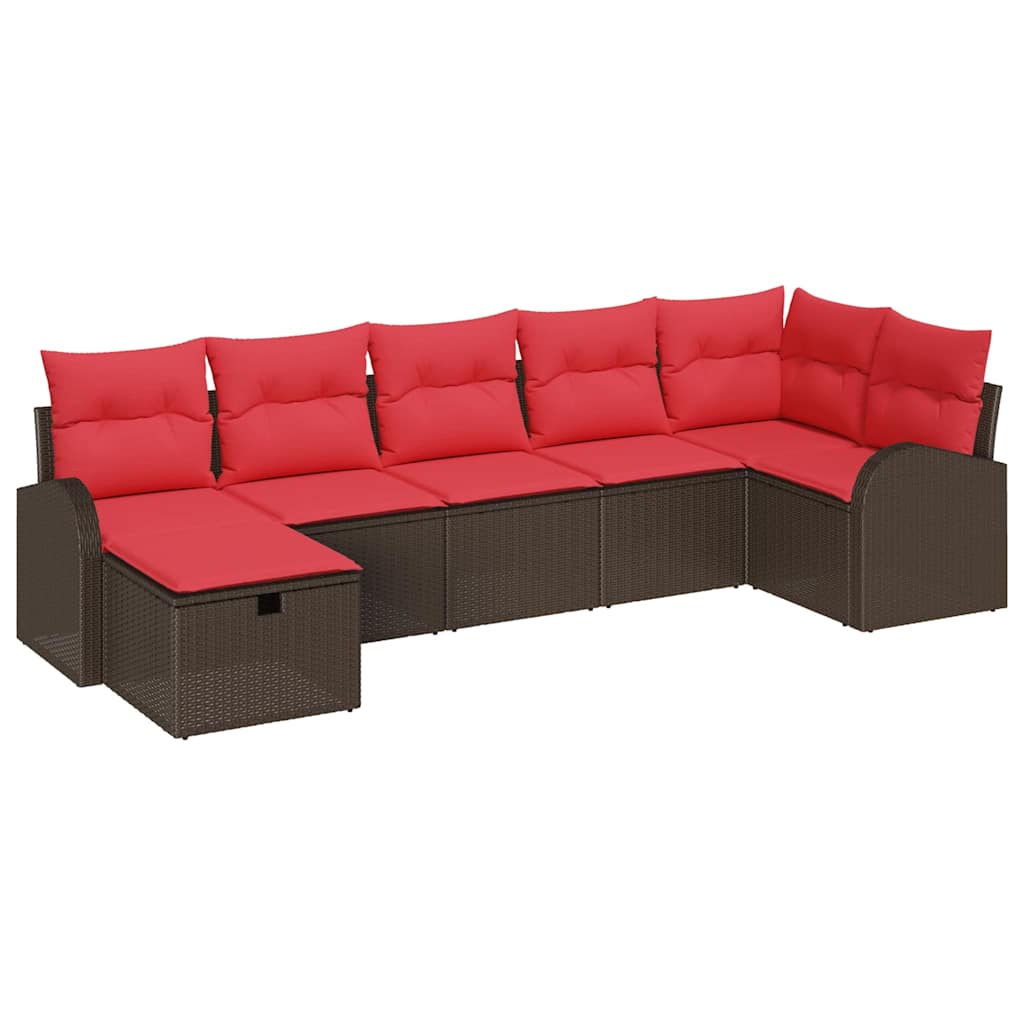 Ensemble de canapé de jardin 7 pcs Marron polyrotin - XIOS