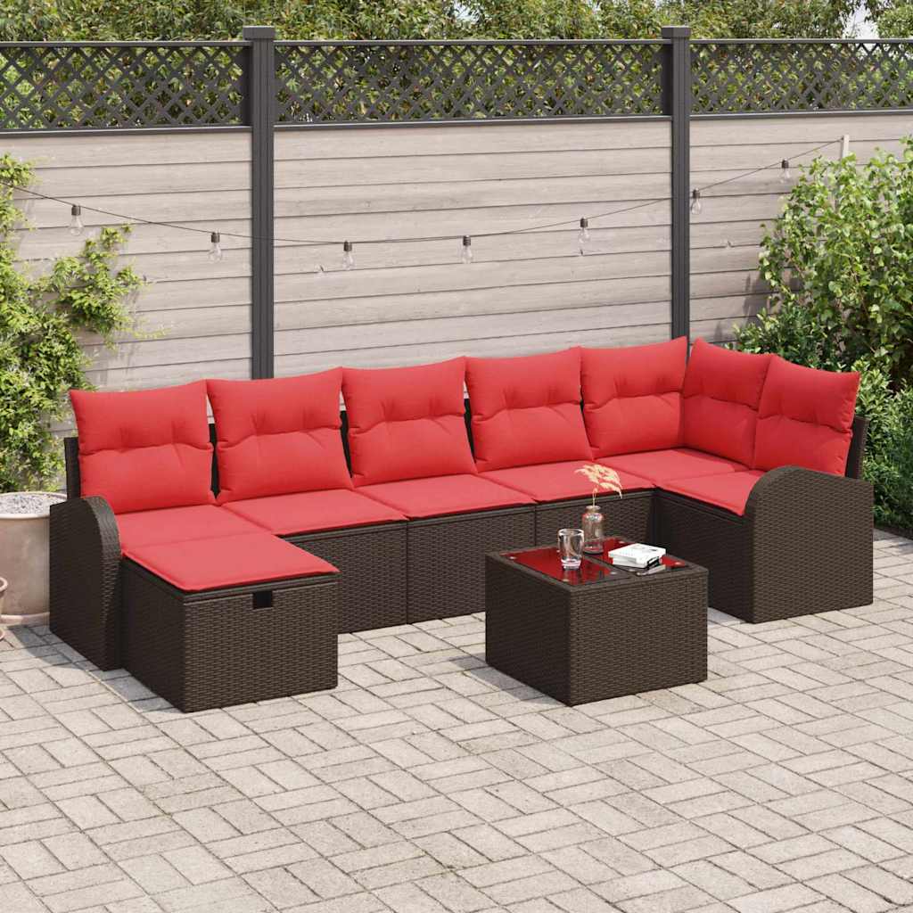Ensemble de canapé de jardin 8 pcs Marron polyrotin - XIOS