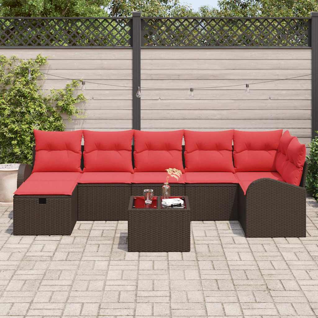 Ensemble de canapé de jardin 8 pcs Marron polyrotin - XIOS