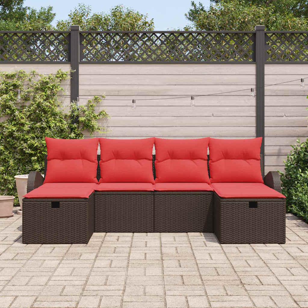 Ensemble de canapé de jardin 6 pcs Marron polyrotin - XIOS