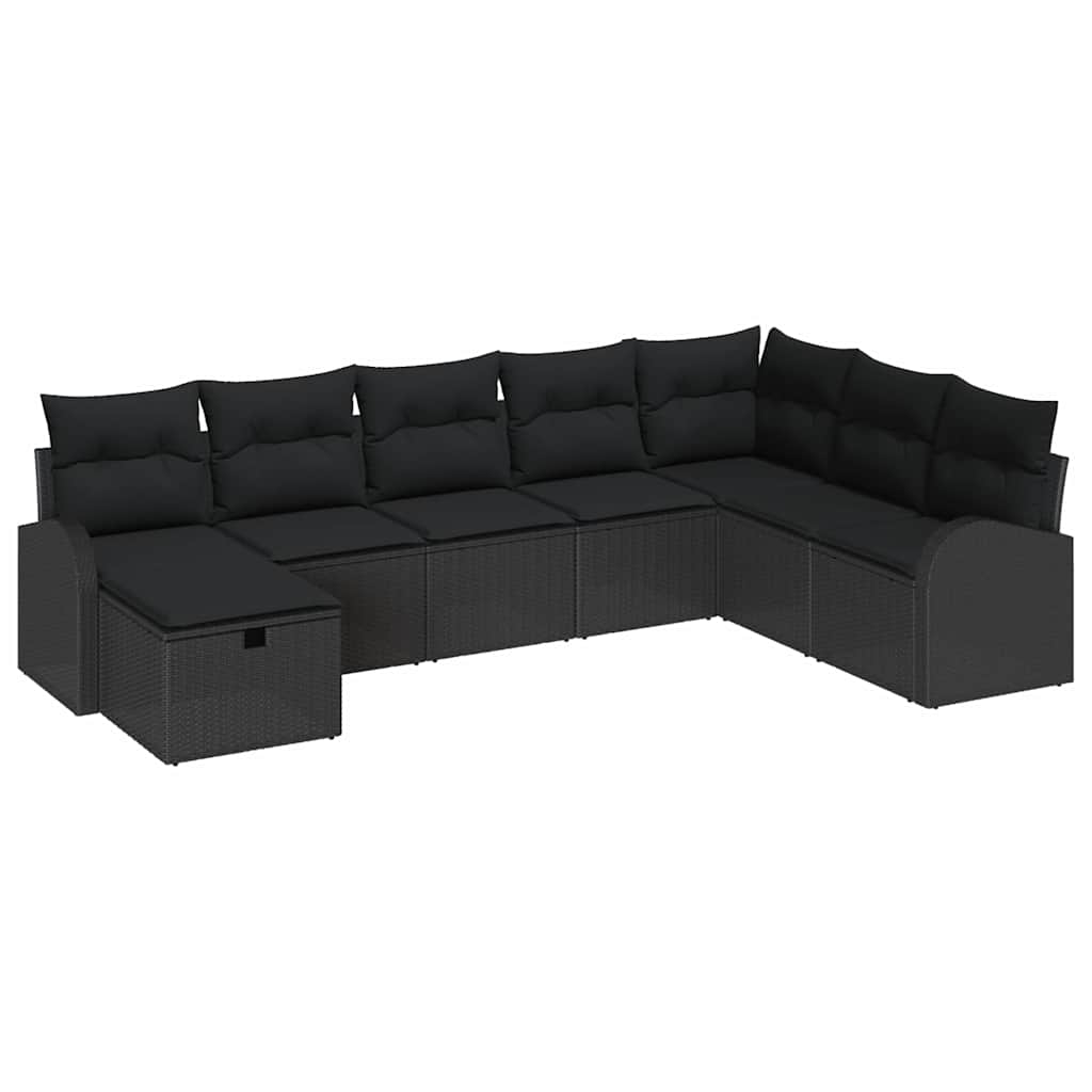Ensemble de canapé de jardin avec coussin 8 pcs Noir Poly rotin - XIOS