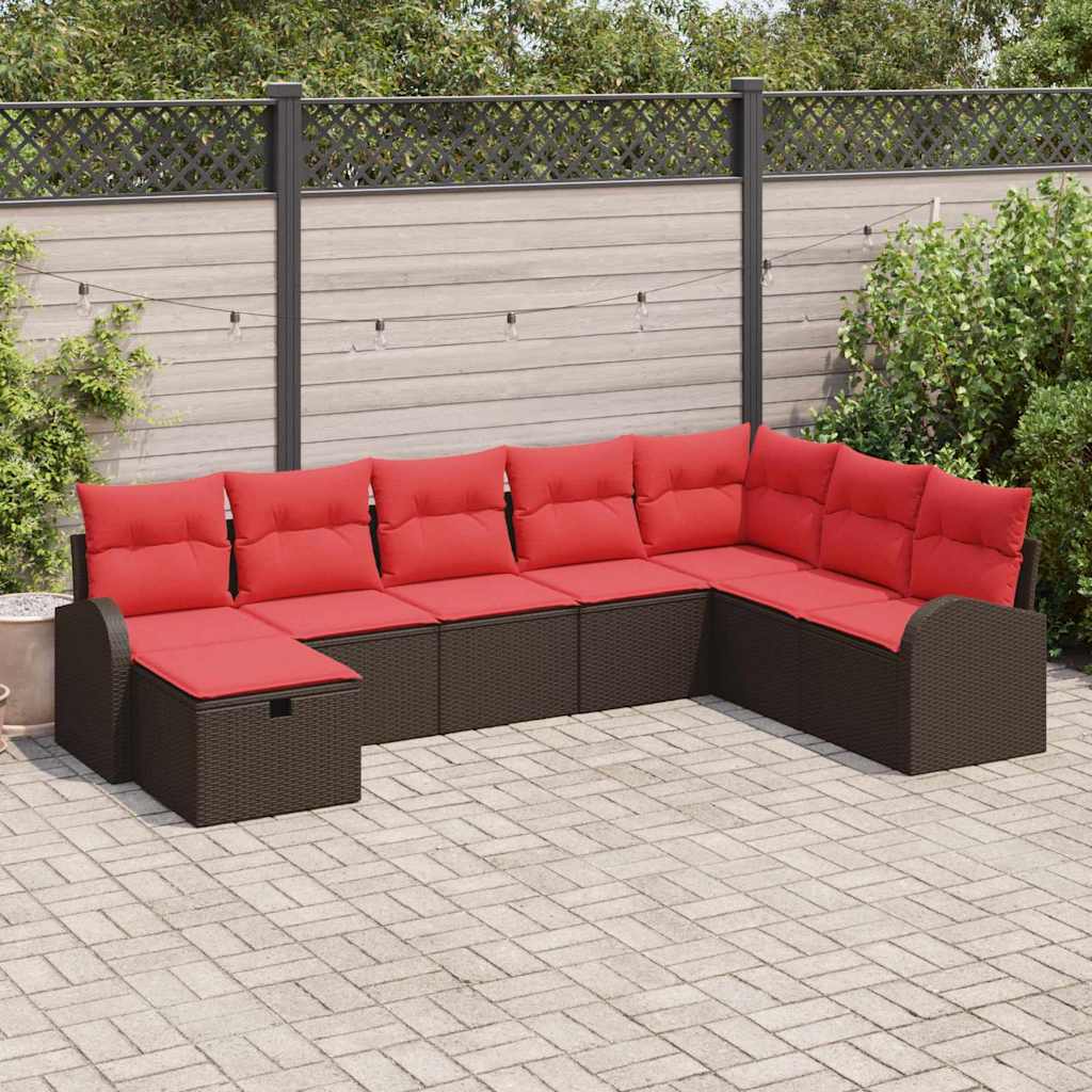 Ensemble de canapé de jardin 8 pcs Marron Poly rotin - XIOS
