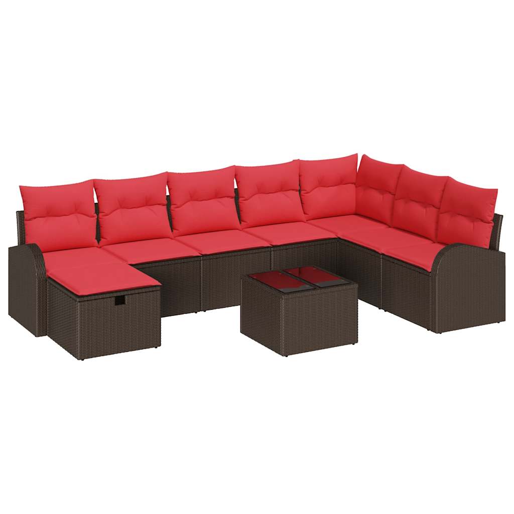 Ensemble de canapé de jardin 9 pcs Marron Poly rotin - XIOS