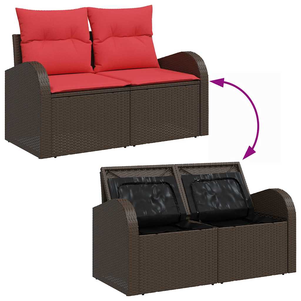 Ensemble de canapé de jardin 9 pcs Marron Poly rotin - XIOS