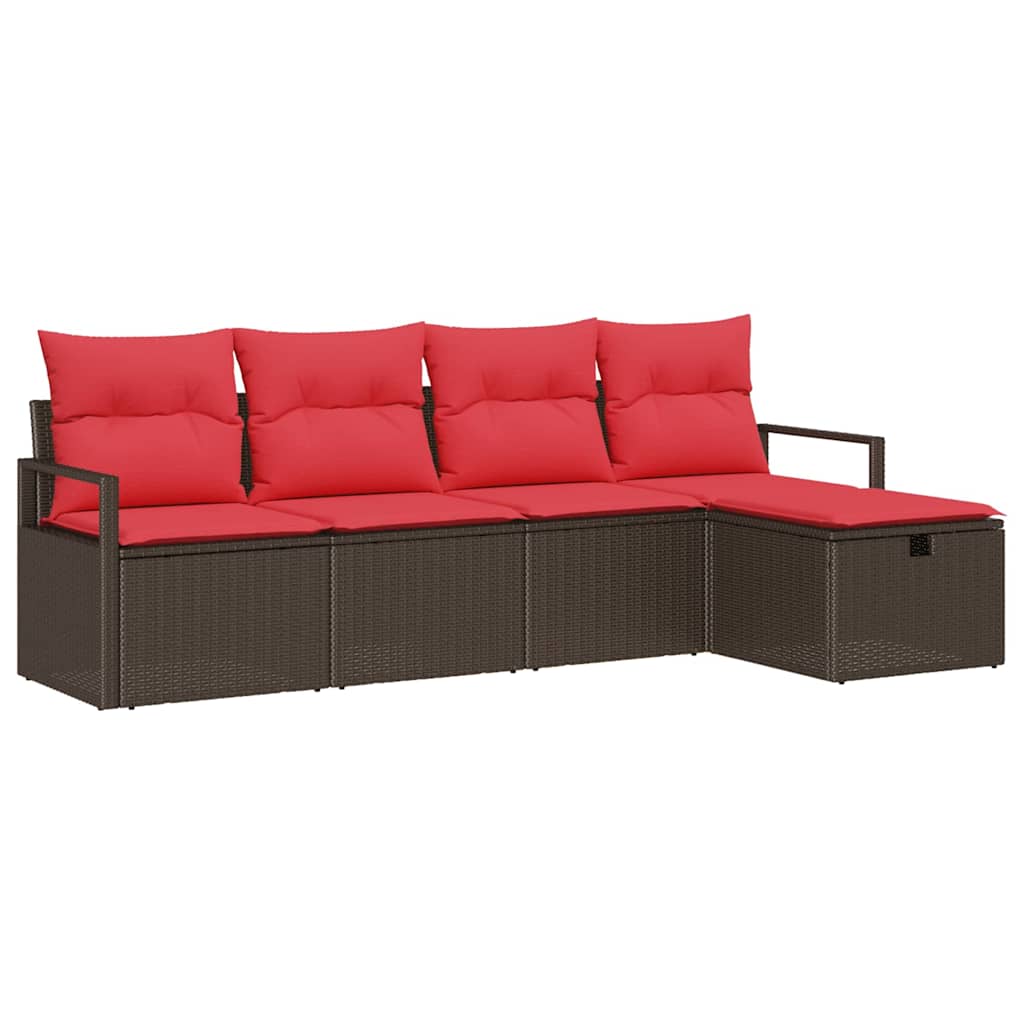 Ensemble de canapé de jardin 5 pc Marron polyrotin