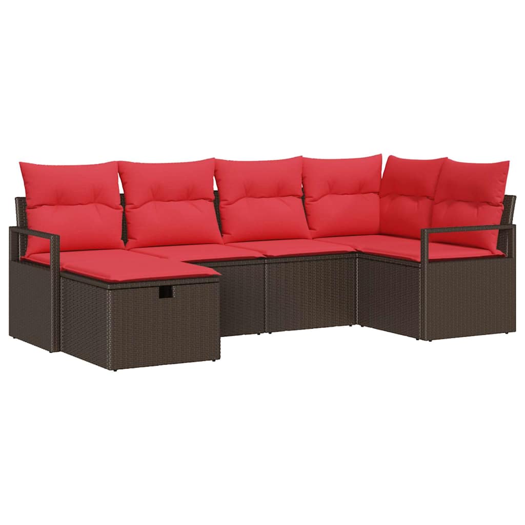 Ensemble de canapé de jardin 6 pc Marron polyrotin