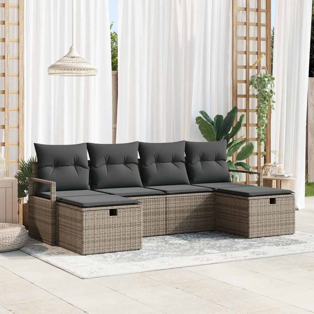 Ensemble de Canapés avec coussin 5 pcs polyrotin - XIOS