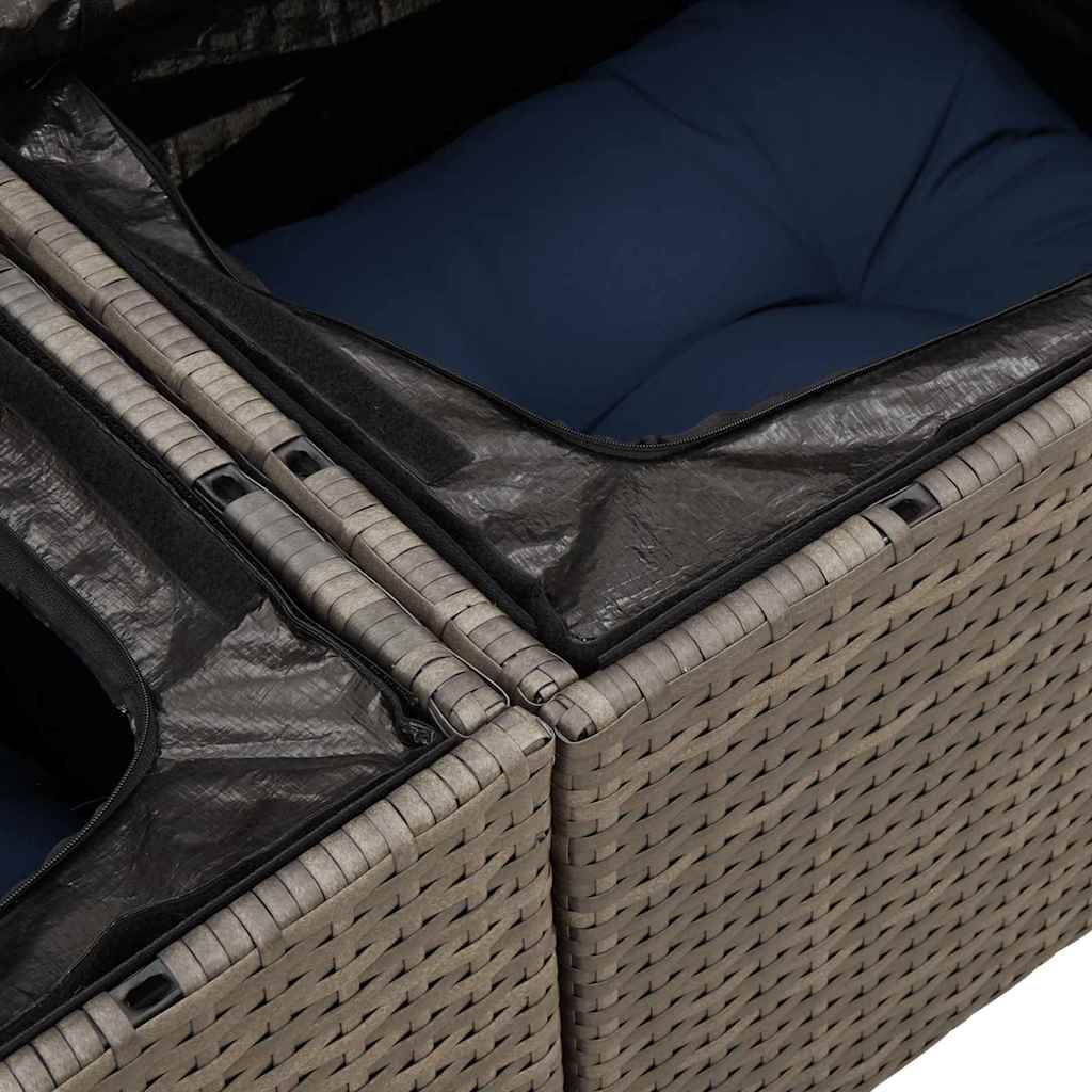 Ensemble de canapé de jardin avec coussin 9 pcs Gris Poly rotin - XIOS