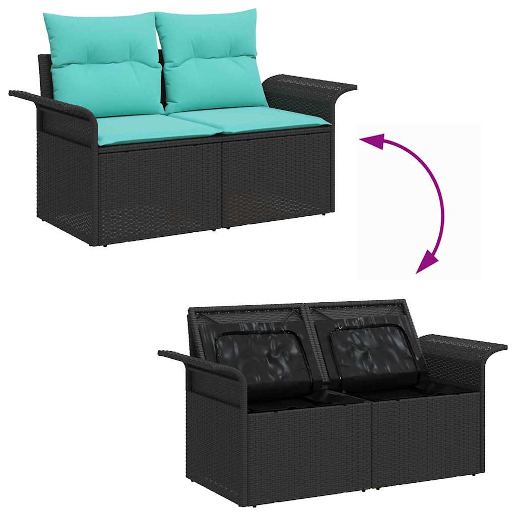 Ensemble de canapé de jardin avec coussin 9 pcs Noir Poly rotin - XIOS