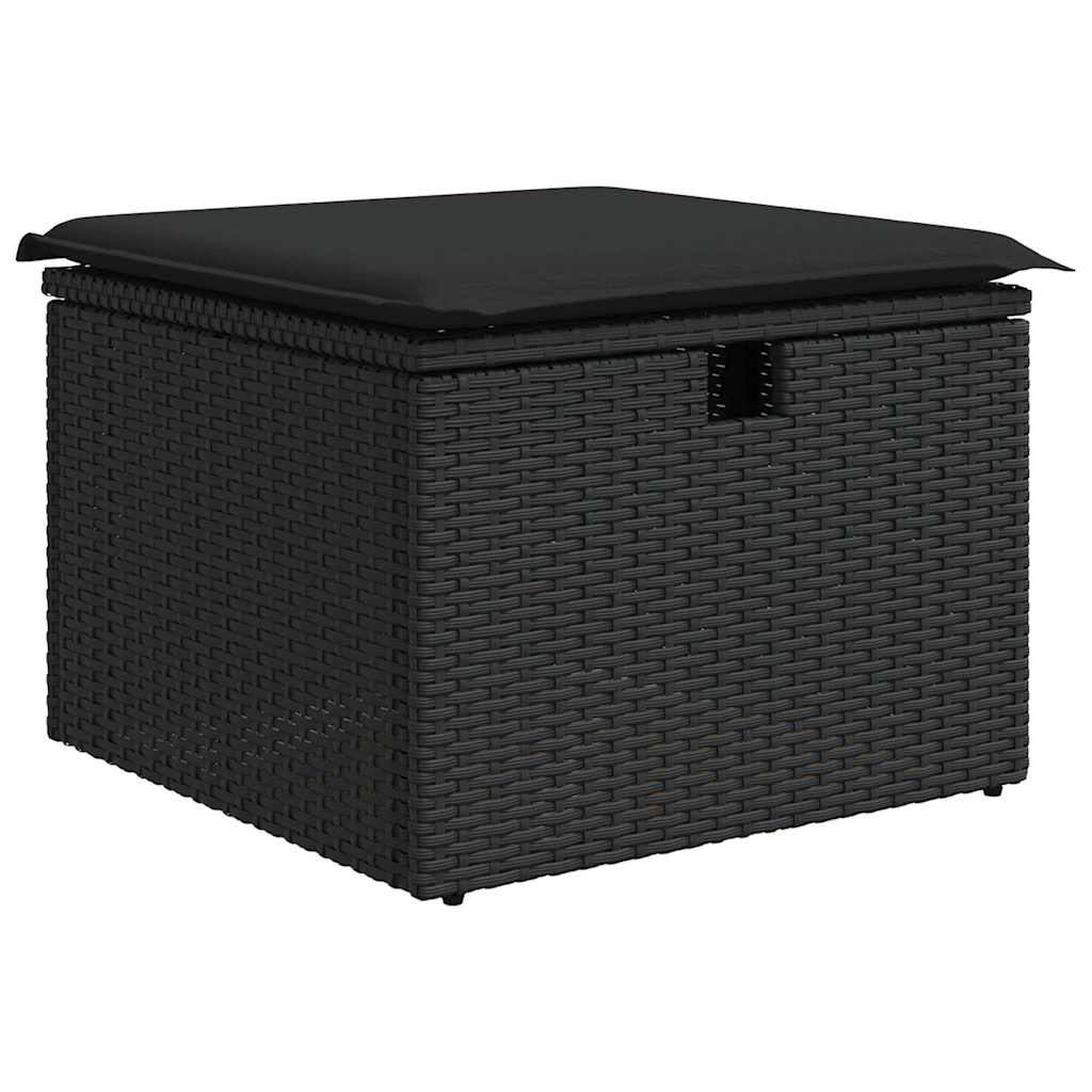 Ensemble de canapé de jardin avec coussin 7 pcs Noir Poly rotin - XIOS
