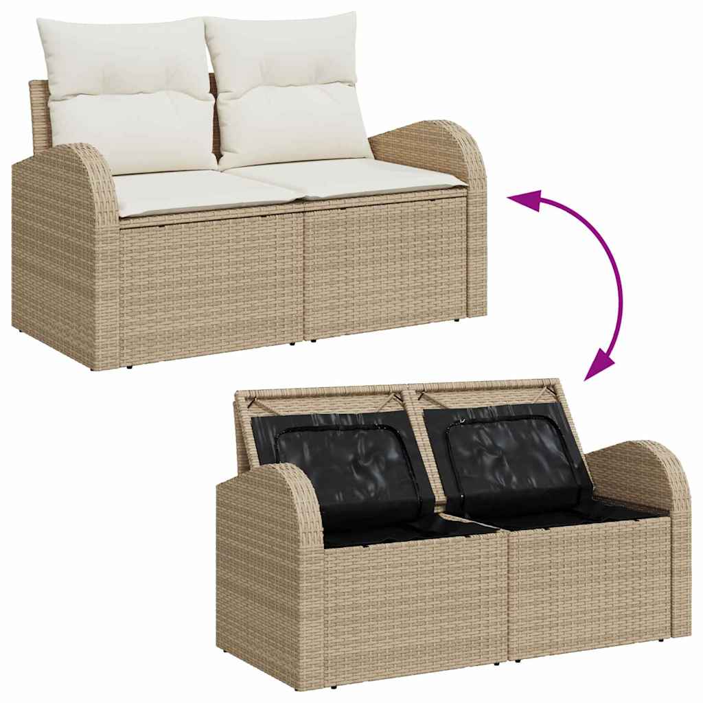 Ensemble de canapé de jardin 7 pc Beige Poly rotin