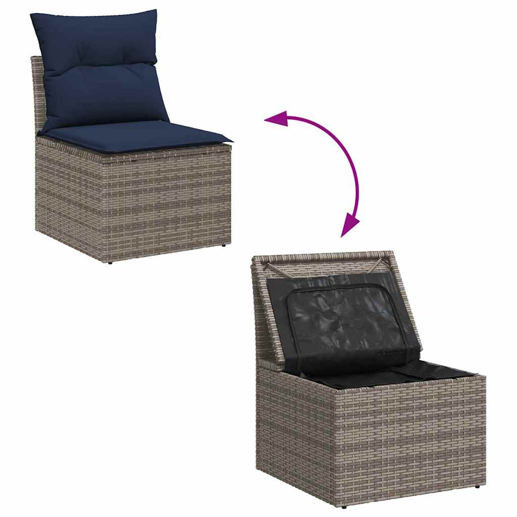 Ensemble de canapé de jardin avec coussin 6 pcs Gris Poly rotin - XIOS