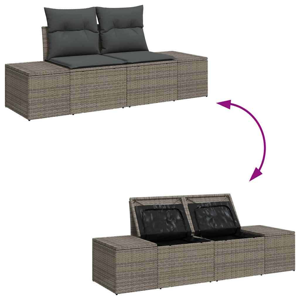 Ensemble de canapé de jardin avec coussin 6 pcs Gris Poly rotin - XIOS