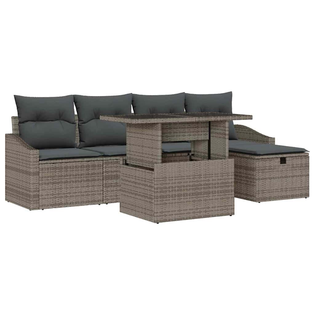 Ensemble de canapé de jardin 6 pcs Gris polyrotin - XIOS