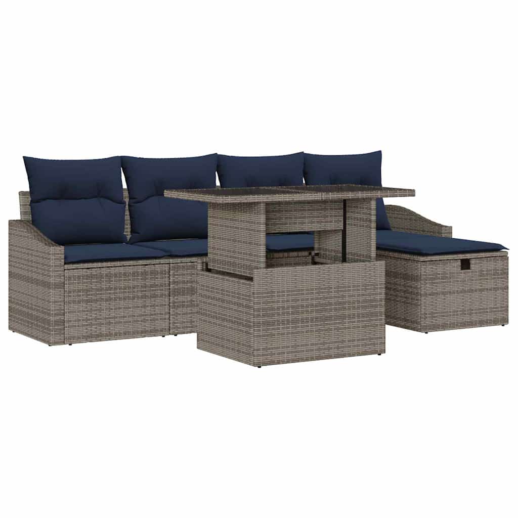 Ensemble de canapé de jardin avec coussin 6 pcs Gris polyrotin - XIOS