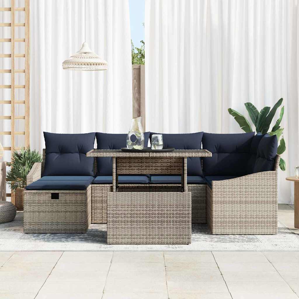 Ensemble de canapé de jardin 7 pcs Gris polyrotin - XIOS