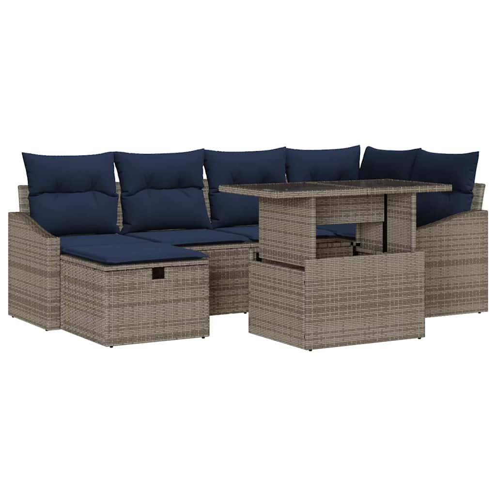 Ensemble de canapé de jardin 7 pcs Gris polyrotin - XIOS