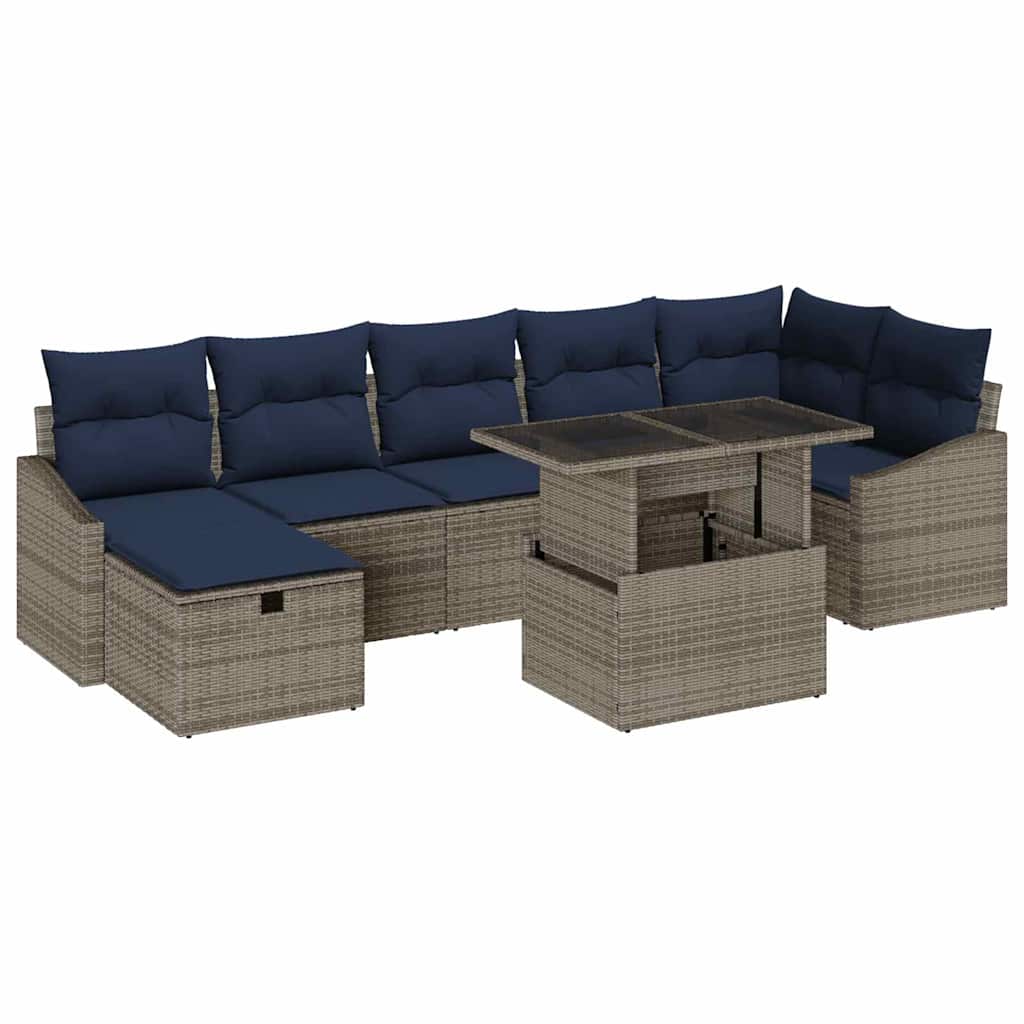 Ensemble de canapé de jardin avec coussin 8 pcs Gris polyrotin - XIOS