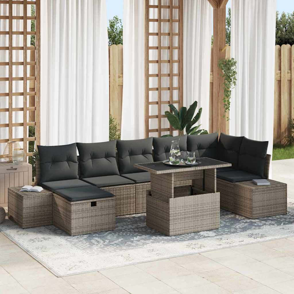 Ensemble de canapé de jardin 8 pcs Gris polyrotin - XIOS