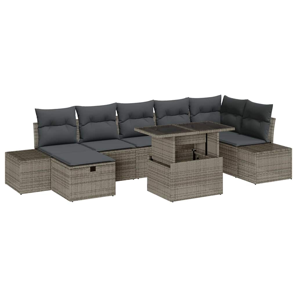 Ensemble de canapé de jardin 8 pcs Gris polyrotin - XIOS