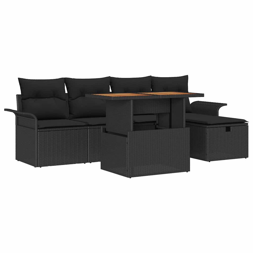Ensemble de canapé de jardin 6 pcs Noir polyrotin - XIOS