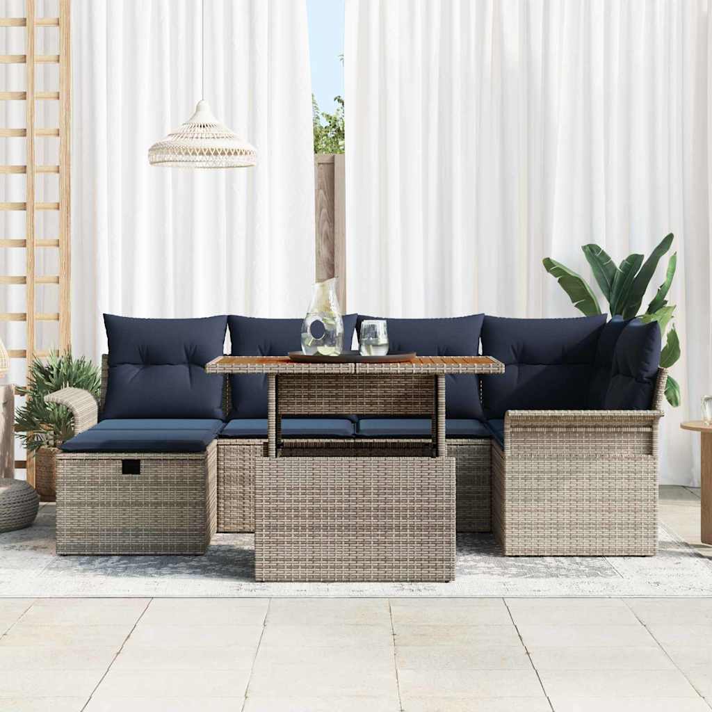 Ensemble de canapé de jardin 7 pcs Gris polyrotin - XIOS