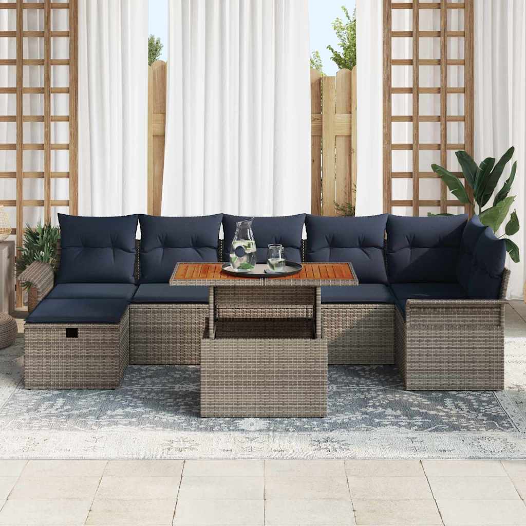 Ensemble de canapé de jardin 8 pcs Gris polyrotin - XIOS