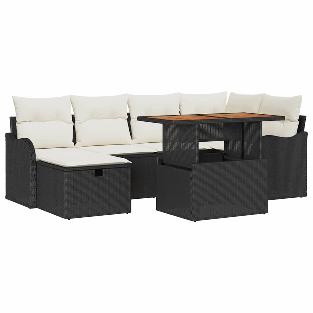 Ensemble de canapé de jardin 7 pcs Noir polyrotin - XIOS