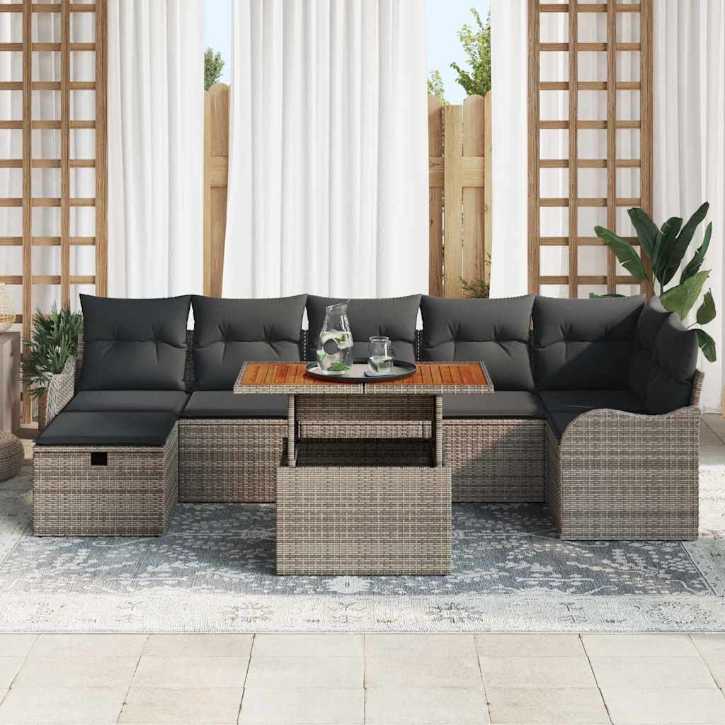 Ensemble de canapé de jardin 8 pcs Gris Poly rotin - XIOS