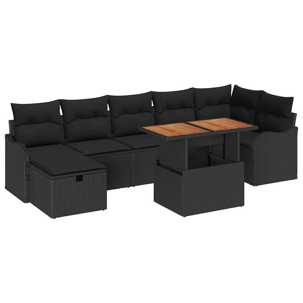 Ensemble de canapé de jardin 8 pcs Noir Poly rotin - XIOS