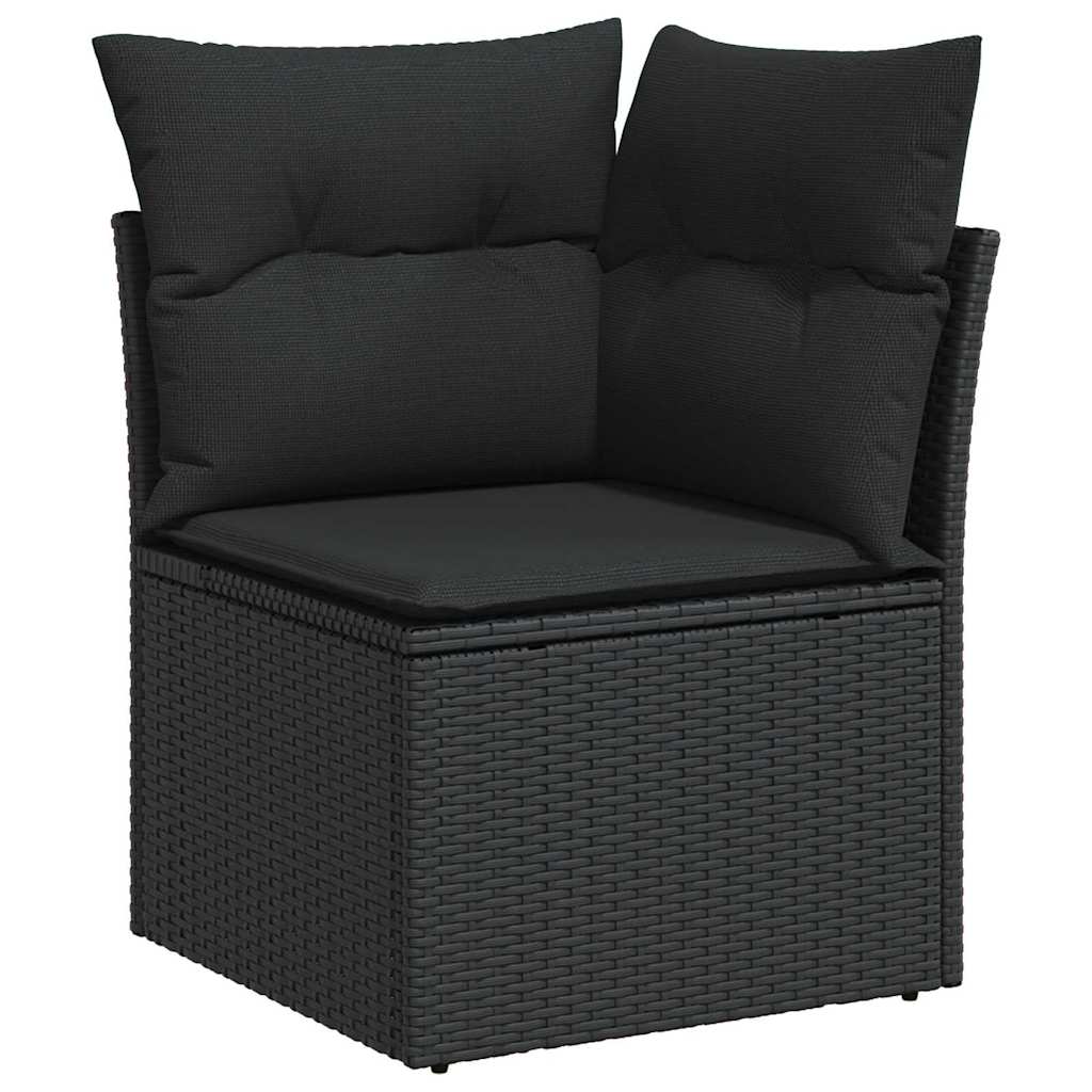Ensemble de canapé de jardin avec coussin 9 pcs Noir polyrotin - XIOS