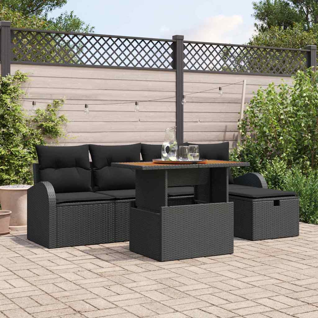 Ensemble de canapé de jardin 6 pcs Noir polyrotin - XIOS